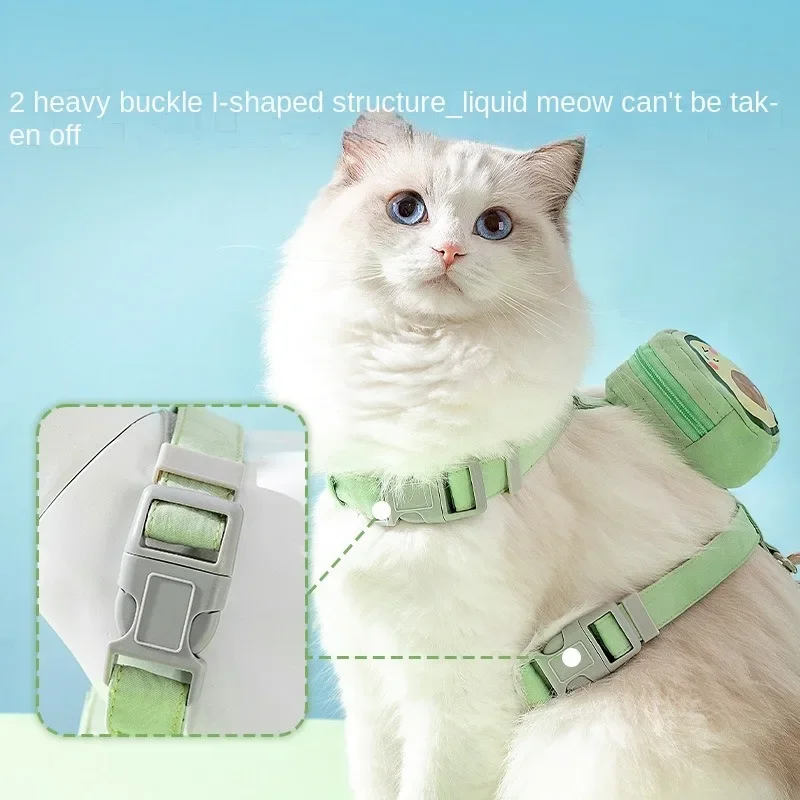 Cat three-dimensional avocado backpack I-shaped traction rope dog vest style anti-breakaway pet harness