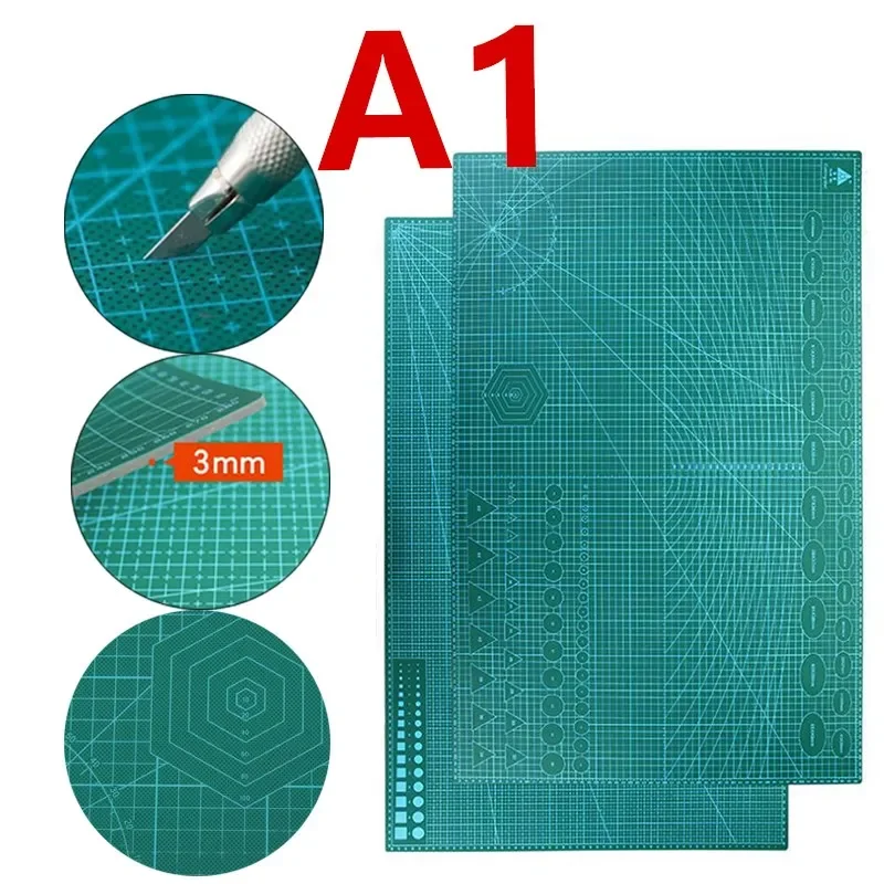 A1 PVC Self Healing Rotary Cutting Mat Craft Quilting Grid Lines Printed Board Green Patchwork Tools Cutting Mat Board DIY Craft