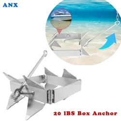 ANX-Anclaje de caja de 20 libras, anclaje de caja compatible con barcos de 18 a 30 pies, anclaje de barco en alta mar estilo caja, anclaje plegable de acero galvanizado