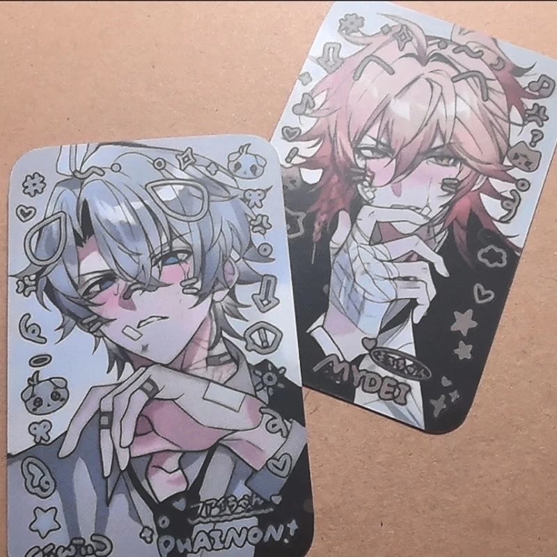 2Pcs/Set Honkai: Star Rail Anime Laser Card Mydei Khaslana Phainon NeiKos496 LOMO Card Postcard Gift