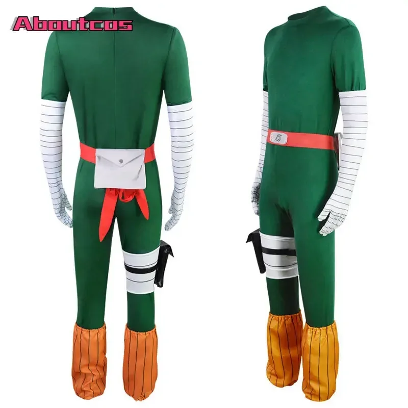 Aboutcos traje de Cosplay de Anime Rock Lee, traje de Carnaval de Halloween, Mono