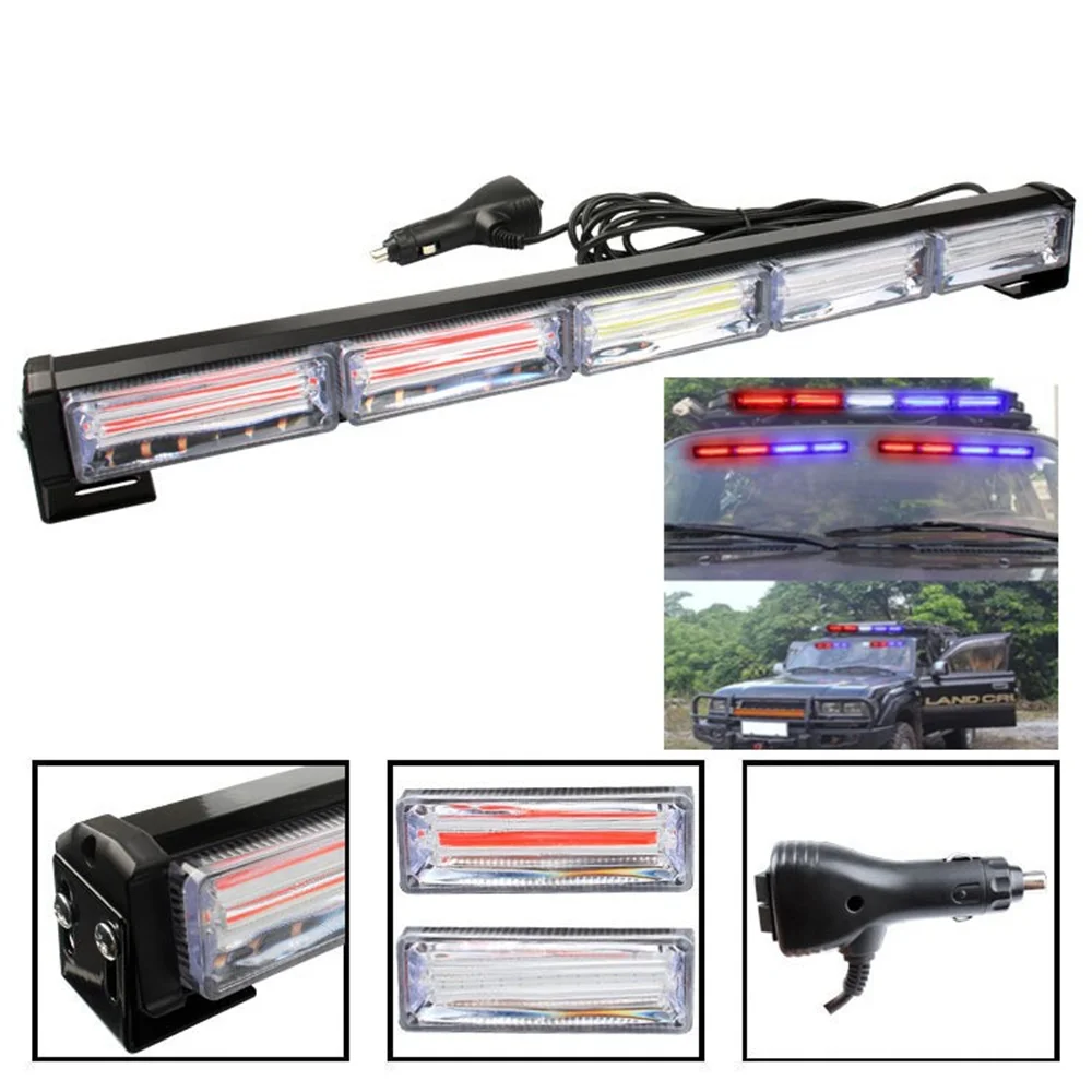 Auto En Vrachtwagen Waarschuwingslampje Cob Lange Stroboscoop Licht Auto Fitting Medium Mesh Dak Led Waarschuwing Licht Strobe Licht Weg Indicator