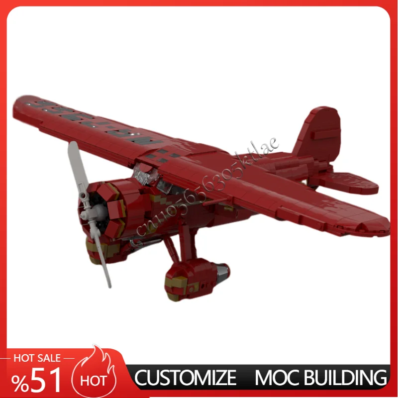 

Hot Sale 1489 Parts Retro Exquisite Aviation Classic Red Monoplane Model Making DIY Assembly Aircraft Collectible Birthday Gifts