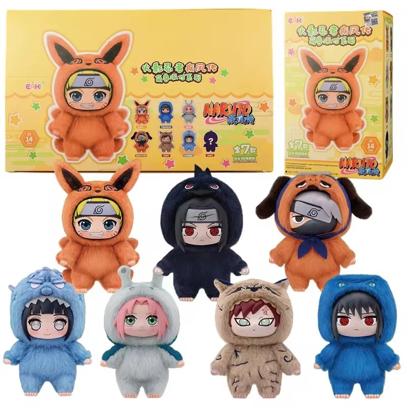 Naruto caixa cega shippuden festa série uzumaki recheado shippuden pelúcia estilo escondido figura decoar brinquedos natal presente mistério