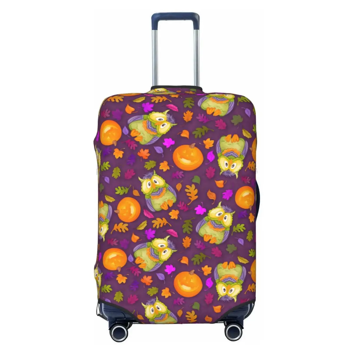 

Custom Happy Halloween Haunting Owls Luggage Cover Protector Funny Travel Suitcase Protective Cover for 18-32 Inch
