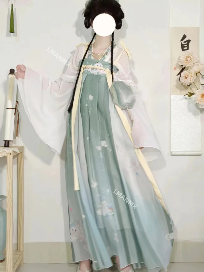 Китайские платья Hanfu, женское традиционное танцевальное платье с рисунком