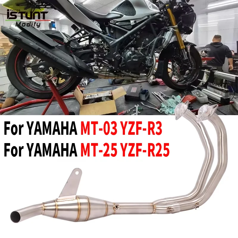 

For YAMAHA YZF R3 YZF R25 R3 R25 MT-03 MT03 2014 -2026 Motorcycle Exhaust Escape Moto Front Link Pipe Connect Original Muffler