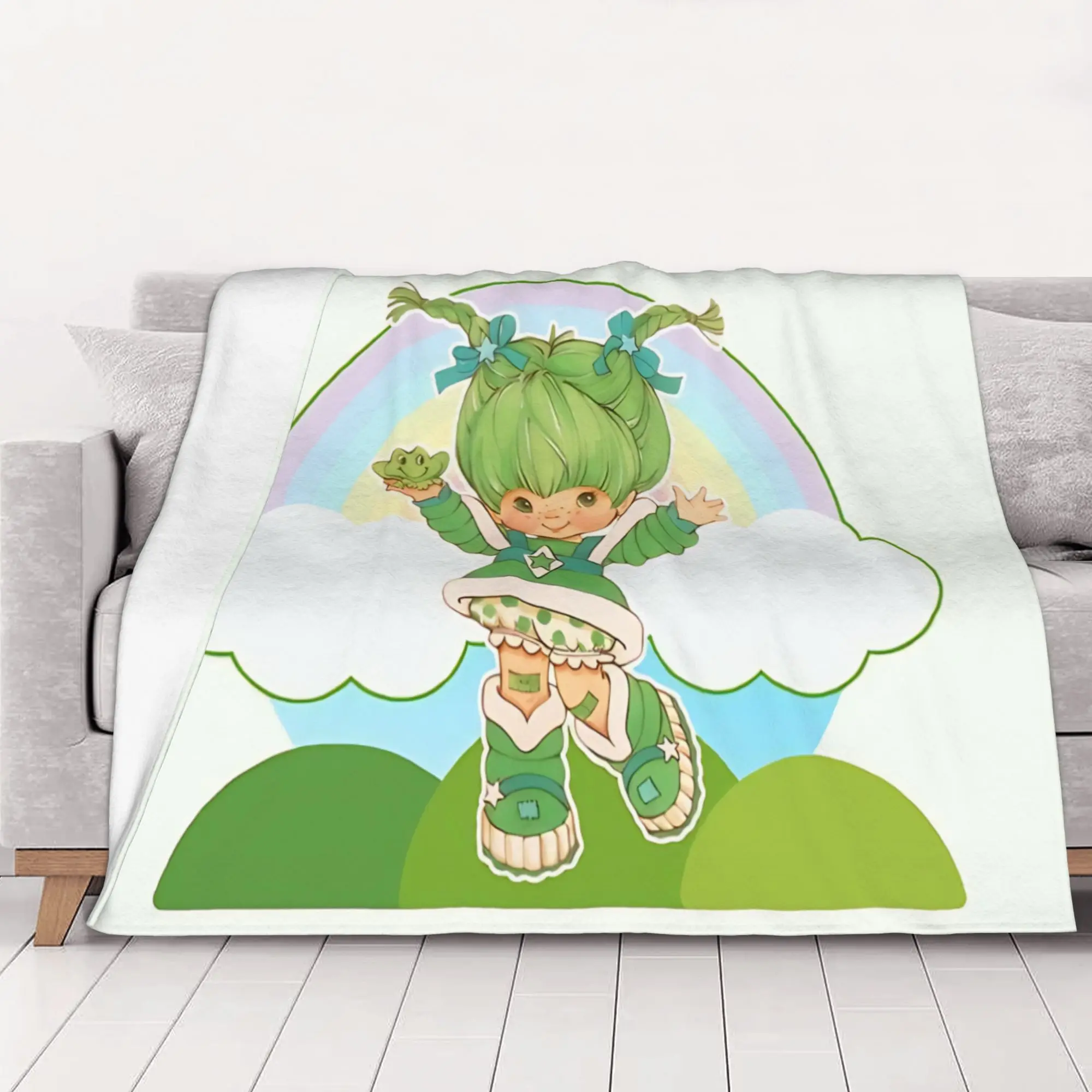 1PC Home Cutecore vintage rainbow girl  R-Rainbow Brite Blanket Super Cosy Plush Home Living Room Sofa Halloween