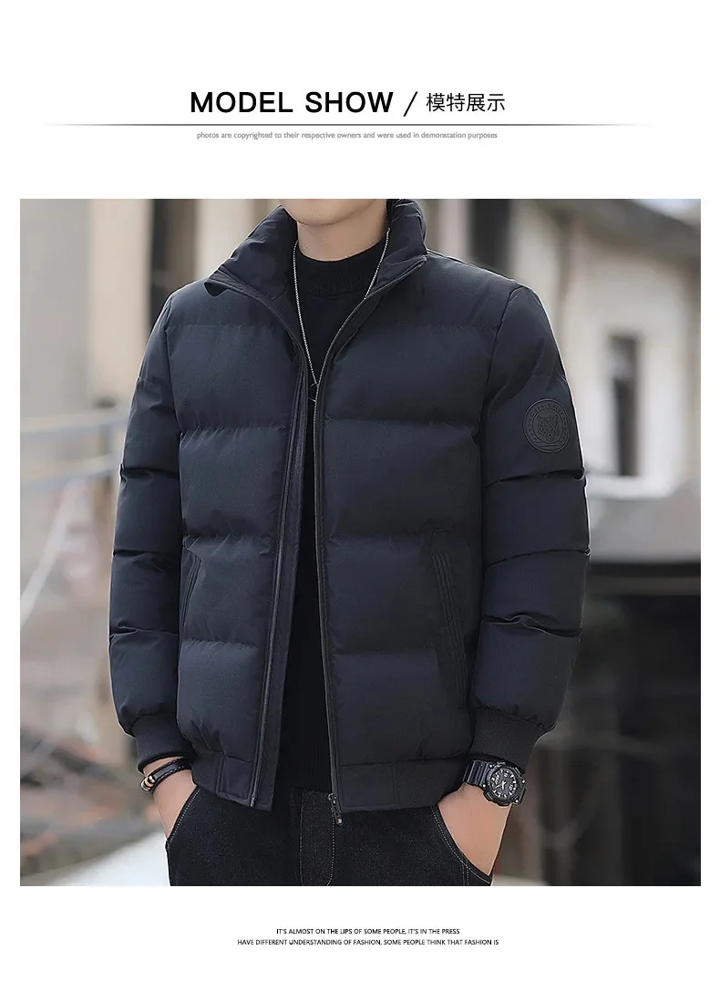 

Fashionable autumn and winter short men's thick warm jacket, outdoor windproof new zipper motorcycle men's casual jacket M-5XL