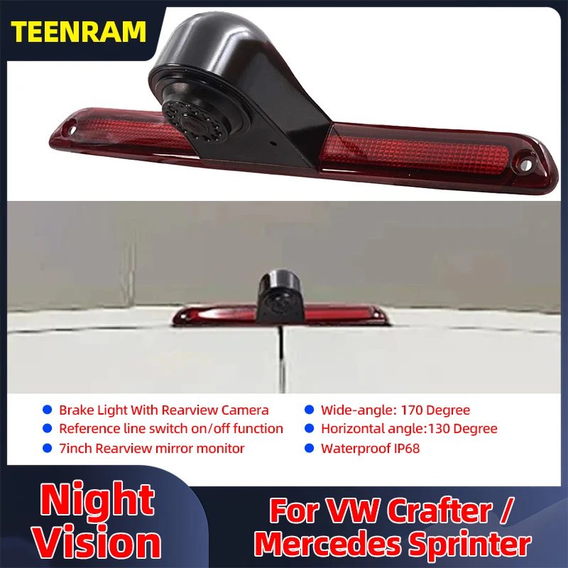 

TEENRAM For Mercedes Sprinter VW Crafter Night Vision Rearview Mirror Monitor Optional Rear View Backup Camera Car Brake Light
