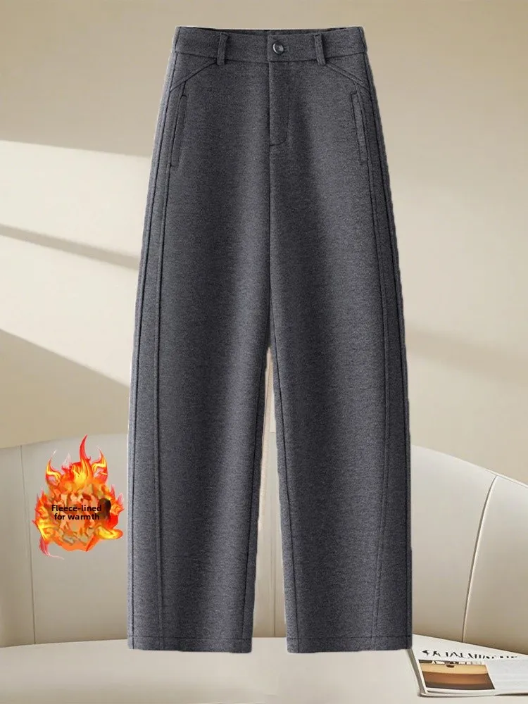 レディース ウール混 カジュアル ナイフエイプパンツ ハイウエスト ストレートレッグパンツ ライトアイ 冬 通勤 ファッション