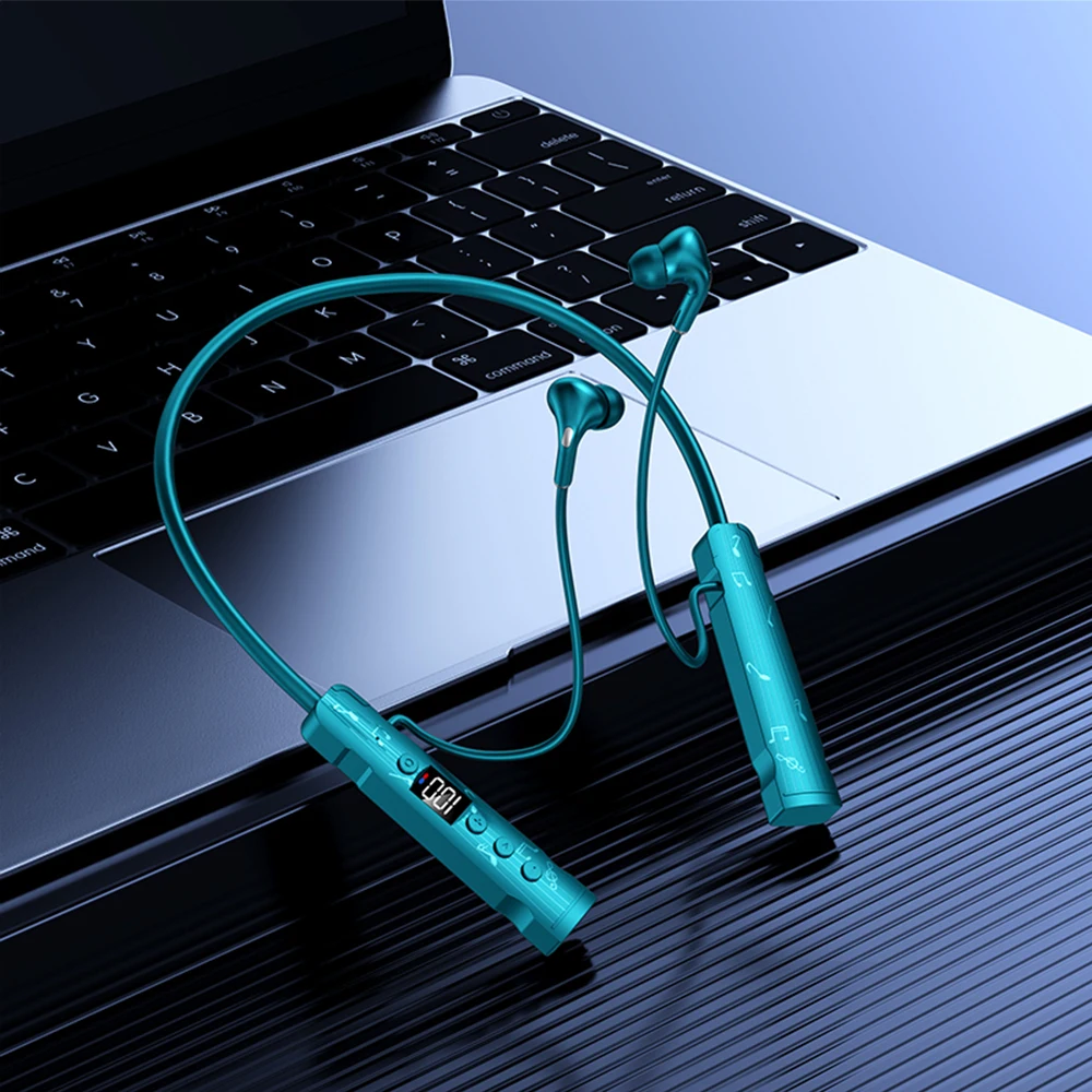 New M226 Bluetooth 5.4 Headphone Neckband True Wireless Earphones LED display Stereo Sports Headphones With Mic FM Radio Headset