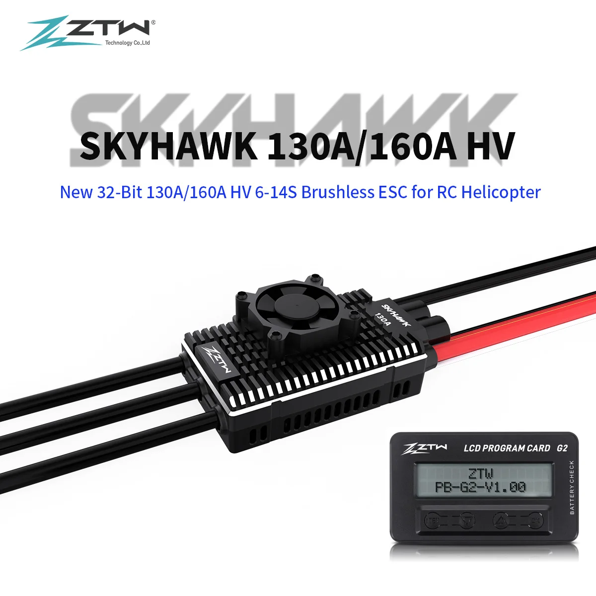 ZTW Skyhawk 130A/160A ESC HV 6-14S SBEC 6V/7.4V/8.4V 10A regulator prędkości dla samolotu RC stałopłat F3A F3C 550-700 śmigłowiec