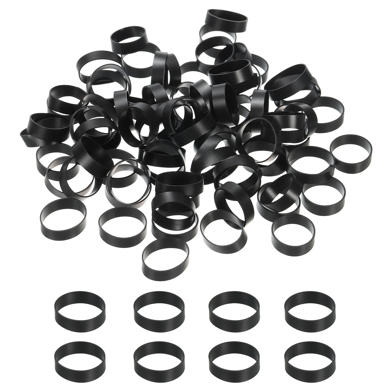 80 Stück Silikon-Gummibänder, Kabelbinder, flaches elastisches Gummiband für Bürobedarf, Kabelwicklung für zu Hause, weiß/schwarz, 0,4–0,9 Zoll – Detail 1