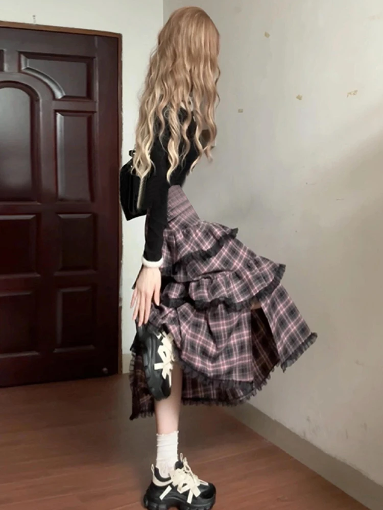 

Cute Sweet Girl College Sle Korean Faion Long Sve High Waist f Body Skirt Two Piece Set Women's Dr Breathable Sk...