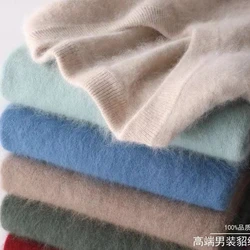 Maglione da uomo in puro Cashmere di visone al 100% con scollo a v Pullover lavorato a maglia camicia autunno e inverno nuovi top in visone di fascia alta a maniche lunghe