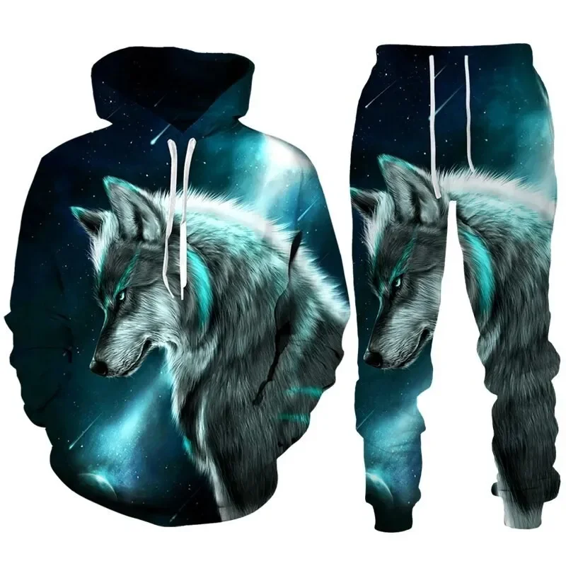 Animal Wolf 3D Print Men Hoodies Suit Tracksuit/Pants Long Sleeve Pullovers Casual Streetwear Oversize Autumn Winter Hot-selling