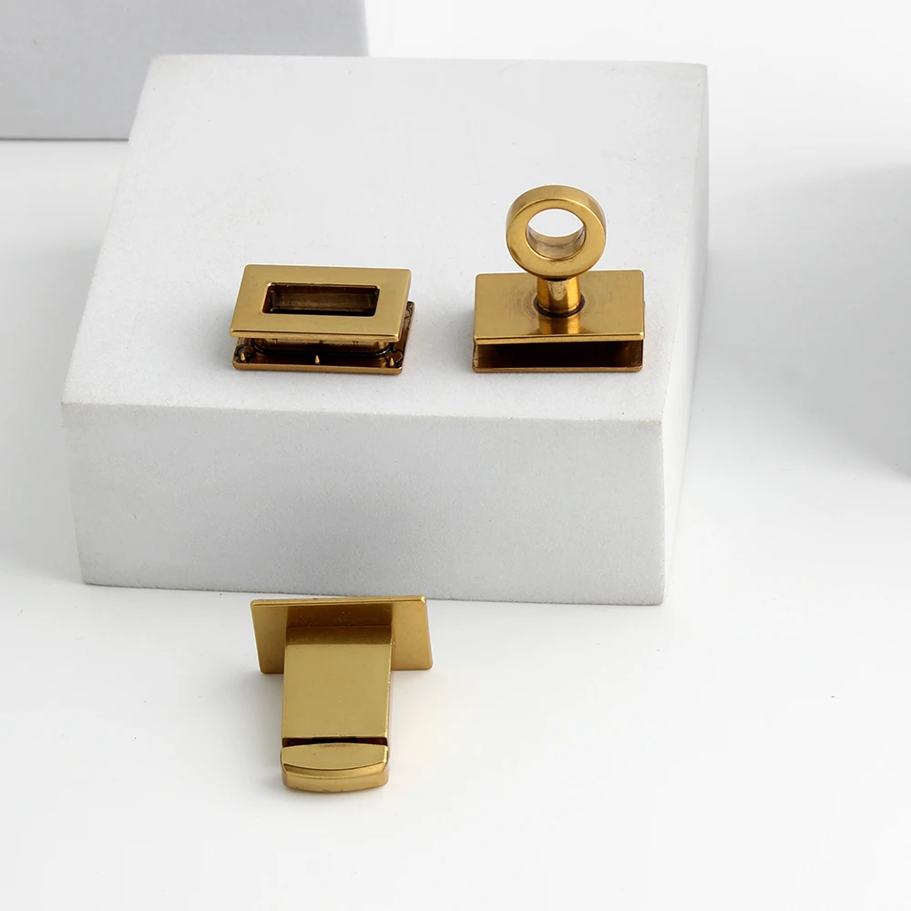 1/4/10Sets 35x28mm Satin Gold Metal Rectangle Twist Locks For DIY Leather Handbag Purse Bags Turn Lock Clasp Buckle Accessories