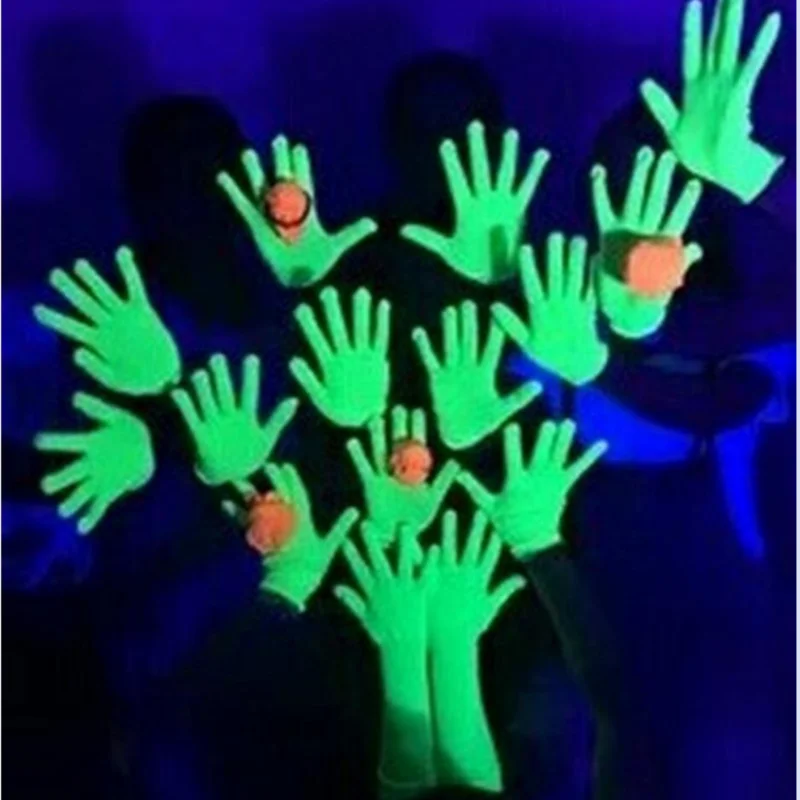 10 Pairs of Green Gloves, Fluorescent Green Atmosphere Props Gloves, Glow-In-The-Dark Gloves (Fluorescence Requires Exposure to Blue Light or Black Light), Soft and Comfortable, Elastic Wrist Cuffs That Don'T Squeeze the Hand, Breathable and Comfortable