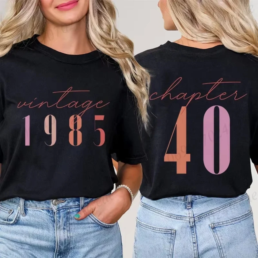 Tshirts for Women Classic 40th Milestone Best Friend Classic T-shirts for Women Vintage 40th Birthday Year Tops Streetwear Women