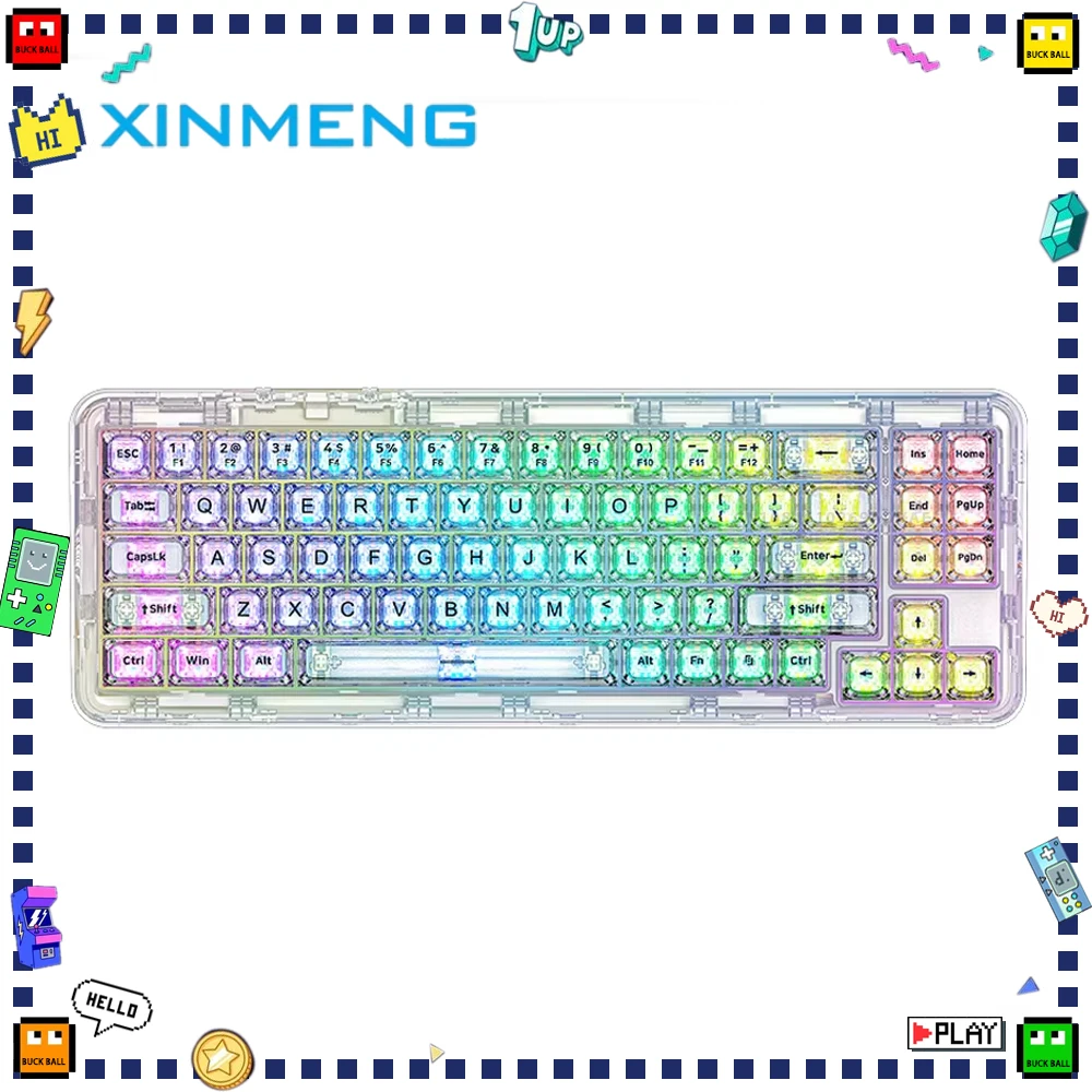 

Xinmeng X71 Mechanical Keyboard Tri Mode Wireless Bluetooth Keyboard RGB Hot Swap Transparent Customized Keyboard PC Accessories