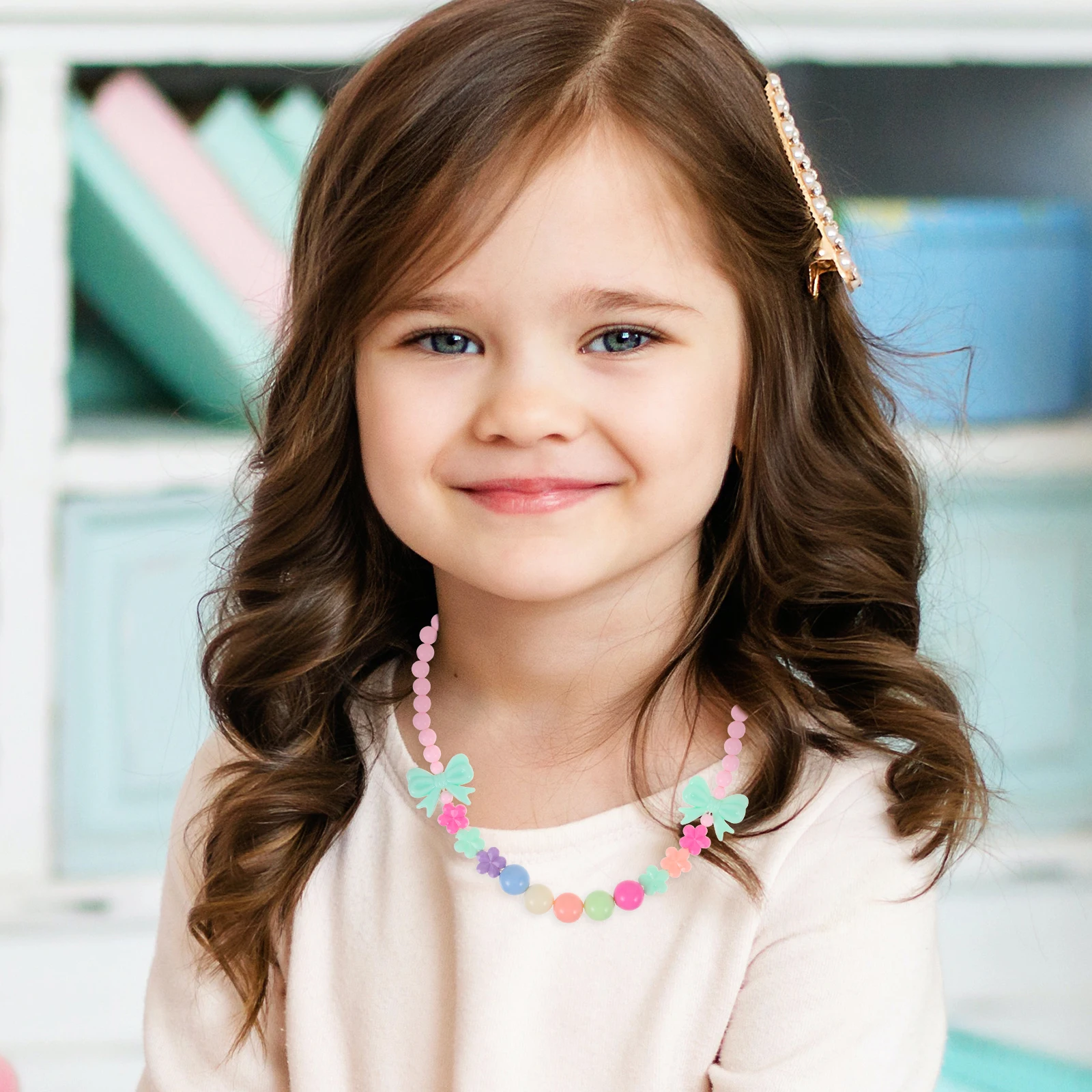 

Bow Necklace Beaded for Kids Lovely Children's Girls Beads Necklaces Kids' Birthday Party
