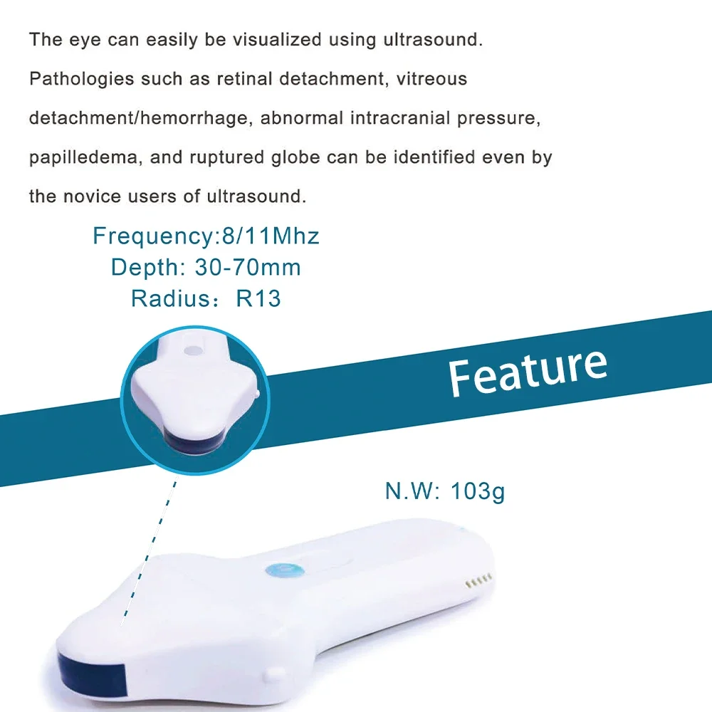 Ophthalmic Ultrasound Color Doppler Probe for Eye Diseases Like Cataracts Glaucoma Retinal Detachment and Macular Degeneration