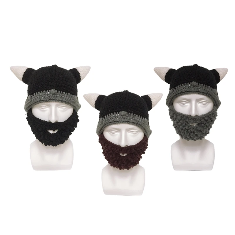 Handmade Novelty Beard Mask Hat Knitted Hat Ear for Protection for Outdoor Sport