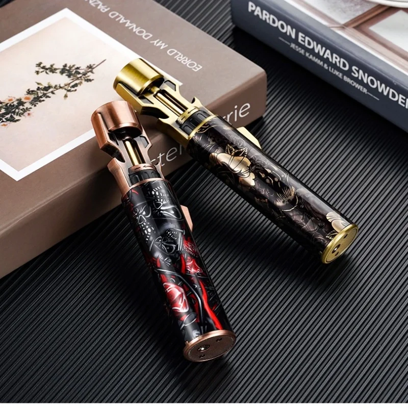 

Portable High Firepower Flamethrower Windproof Straight Forward One Key Lock Fire Outdoor Barbecue Kitchen Household Spray Gun