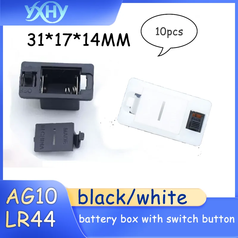 

10pcs AG10/LR44 Square 2-cell battery compartment Battery case with switch button 3v 4.5v Gift Player battery case