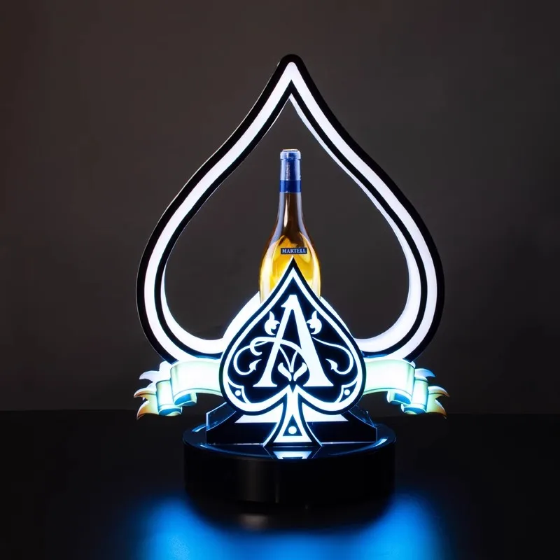 LED Lightec Ace of Spade botella de champán, presentador Armand de Brignac, glorificador, letrero de neón, botellas de Spades, servicio, estante de vino, decoración