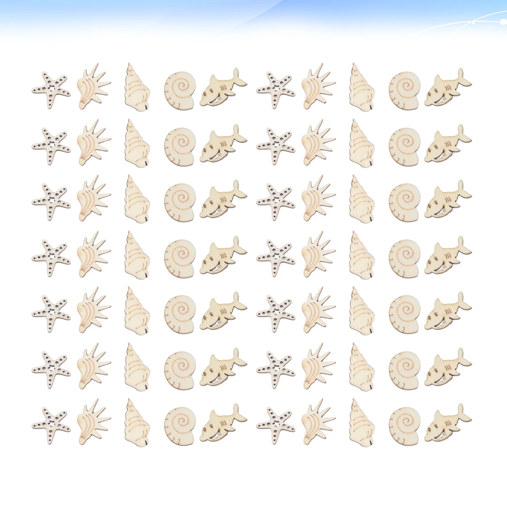 

200 Pcs Marine Animal Wood Chips DIY Accessories Creative Wooden Crafts Home Decor Unique Shape Design Natural Wood Safe