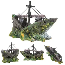 Aquarium Fish Tank Decorations Landscape Pirate Ship Wreck Ship Vintage Resin Design Boat Aquarium Accessories Home Decorations