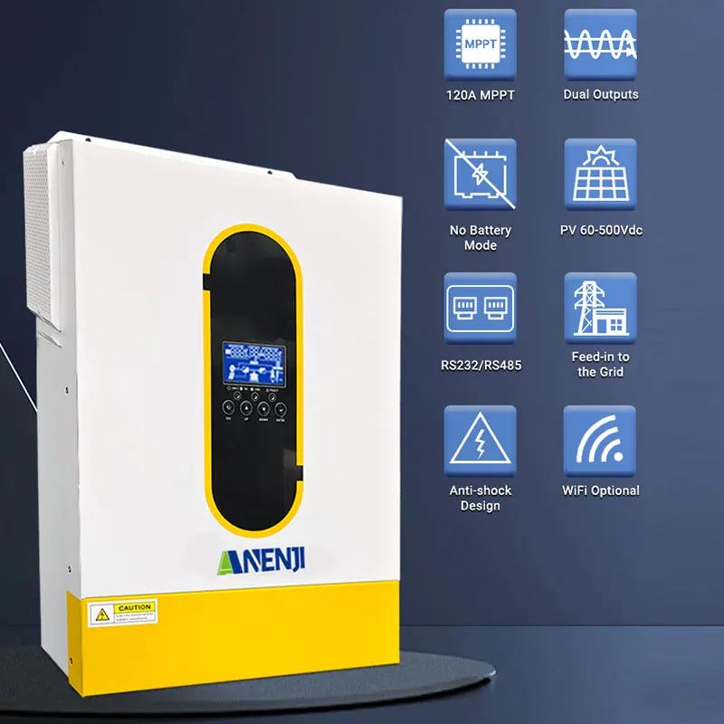 6200W 48V Hybrid Solar Inverter inversor solar híbrido 220V Off grid/On Grid MPPT Dual Output Pure sine wave for panel solar