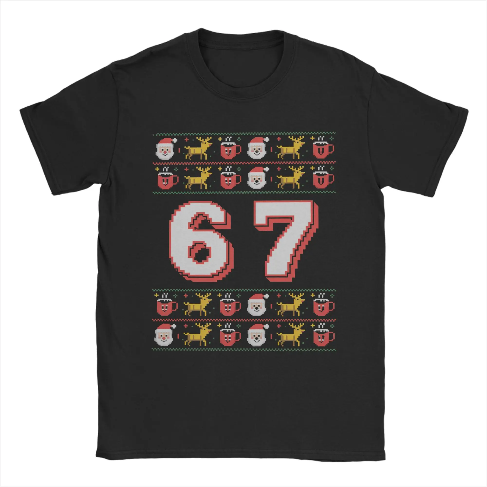 

Christmas 67 Funny Xmas Six Seven Cotton T-Shirt For Men Summer Y2K Fun T-Shirts O Neck Leisure Tees Oversized Cheap Tops