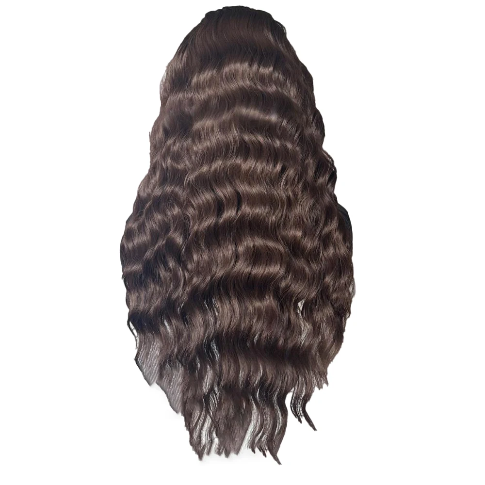18-26 inch bruin golvend krullend haar 13x4 kanten voorkant synthetisch haar is geschikt voor dames dagelijks feest Halloween cosplay pruiken