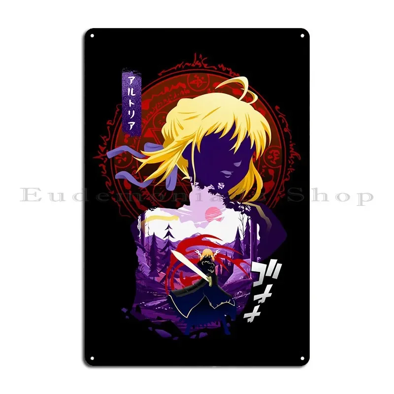 Artoria Pendragon Saber Metal Plaque Poster Designer Club Party Party Living Room Tin Sign Poster