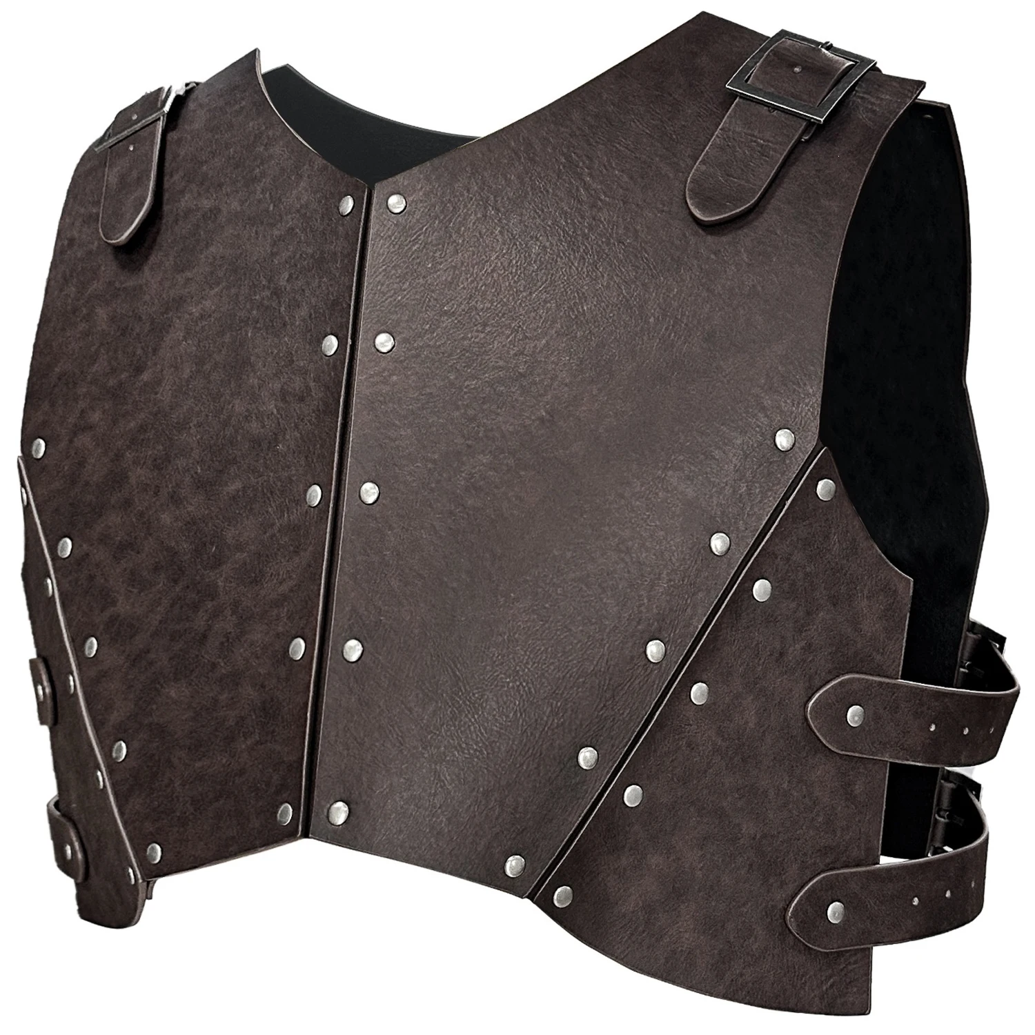 Medieval Steampunk Vintage Viking Warrior Knight Gladiator Chest Armor PU Leather Vest Breastplate Costume For Larp Cosplay