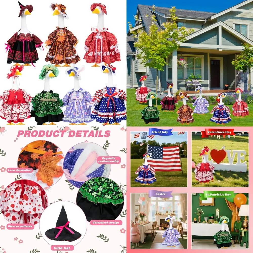 

Autumn Goose Costume Set for Halloween and Thanksgiving - Fall Holiday Porch Outfits with Dress and Hat for 7 Sets