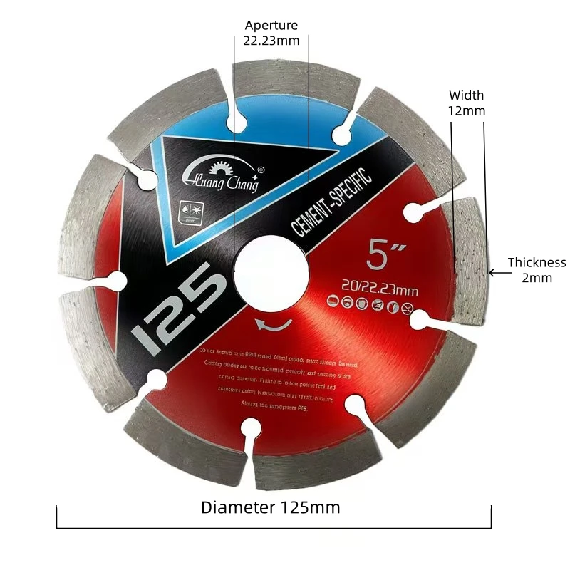 HuangChang 2pcs 115/125mm Diamond Saw Blade Segmented Cutting Blade for Concrete Granite Stone Masonry Slotting Cutting Disc