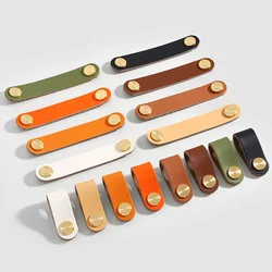 Colored brass leather handle cabinet Cabinet door leather handle button Leather storage box handle