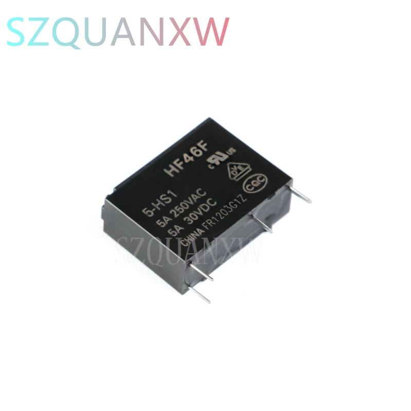 10PCS 5A 4Pin HF46F-5-HS1 HF46F-12-HS1 HF46F-24-HS1 Power Relay A Normally Open 5 V 12 V 24 V 5A 250VAC Relays