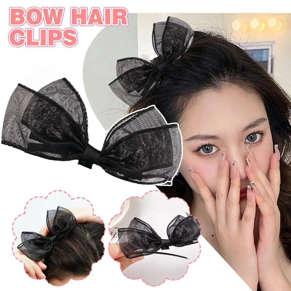 1Pcs Blackbow Hair Clips For Girls Kawii Barrettes Cute Hair Accessoires Kids Colored Ribbon Woman Hairpins Hairgrip Hot J8C5