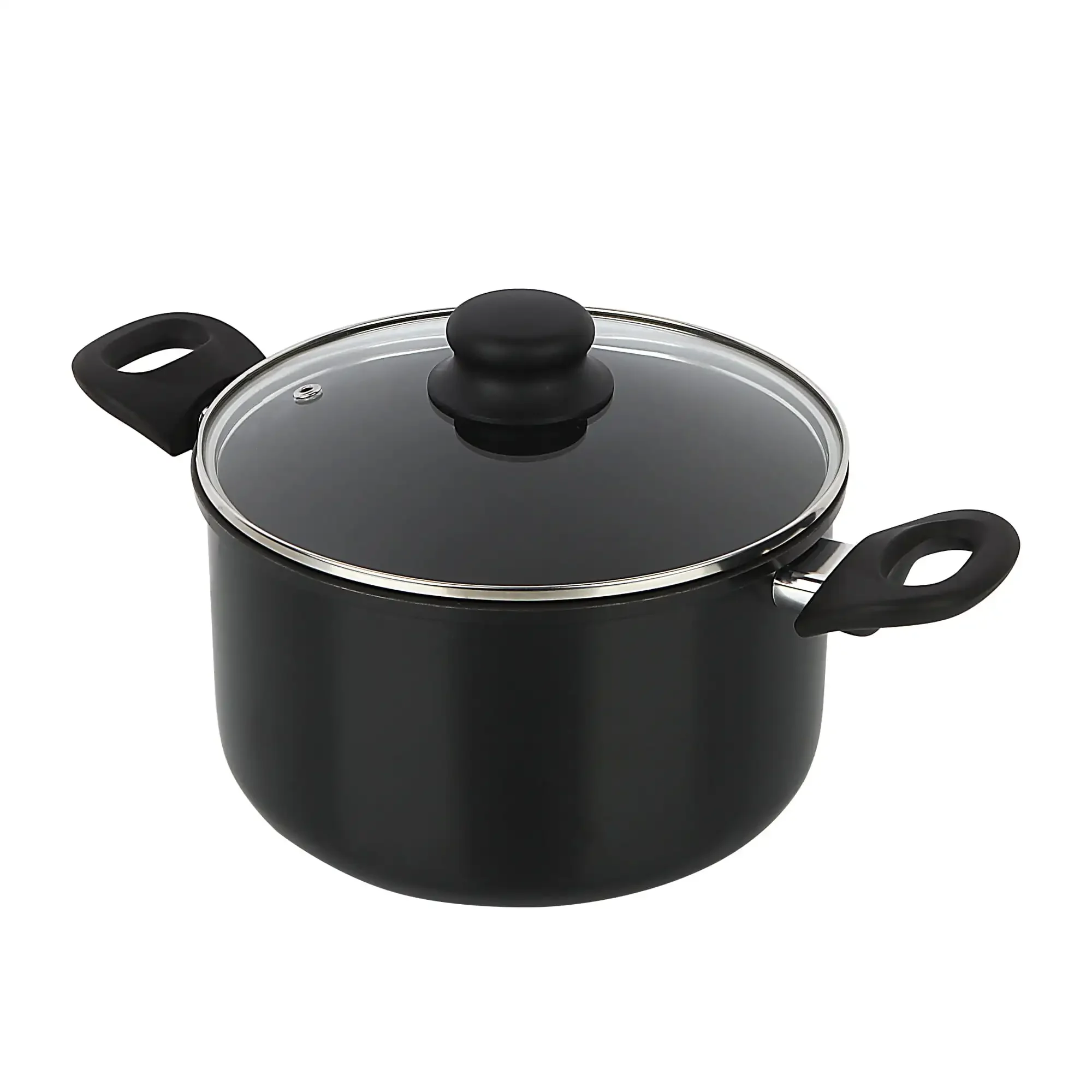 

Алюминиевая черная голландская духовка 5QT с антипригарным покрытием и стеклянной крышкой, которую можно мыть в посудомоечной машине, легко чистить