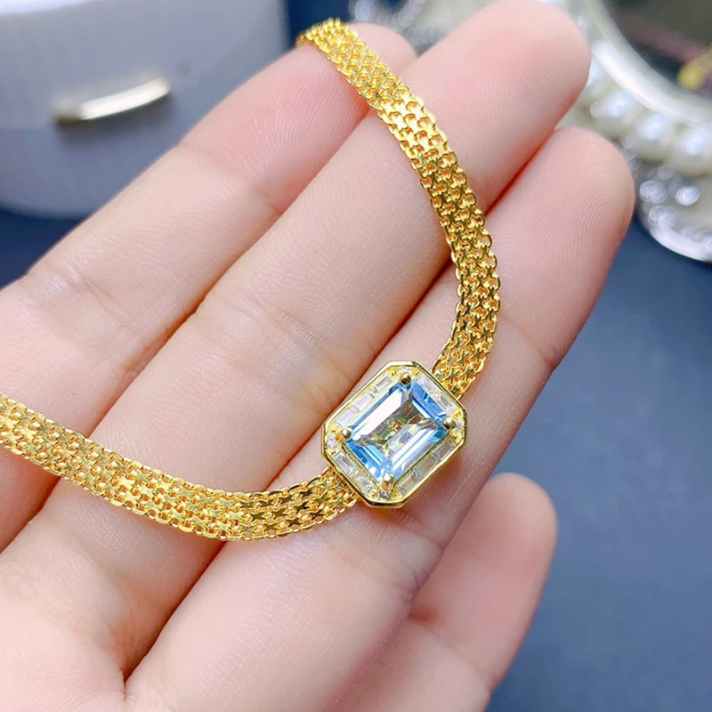 Natural Topaz Bracelet for women silver 925 jewelry luxury gem stones 18k gold plated free shiping items