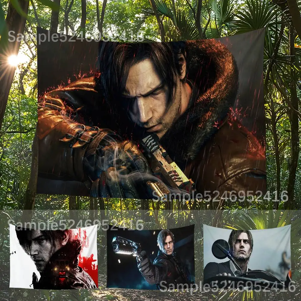 L-Leon S. Kennedy R-Resident Evil 9 RE9 Flag College Bedroom Living Room Home Dorm Decor Funny Tapestry Garage Bar Wall Club