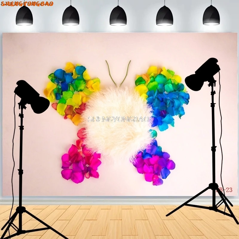 SHENGYONGBAO Baby Newborn Floral Basket Photography Backdrops Props Children Birthday Party Photo Studio Background LZ-03