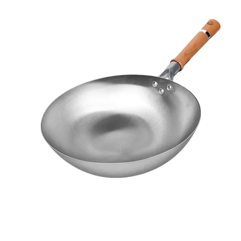 Thickened stainless iron wok Household commercial rust-proof wok Non-coated non-stick wok Old thickened