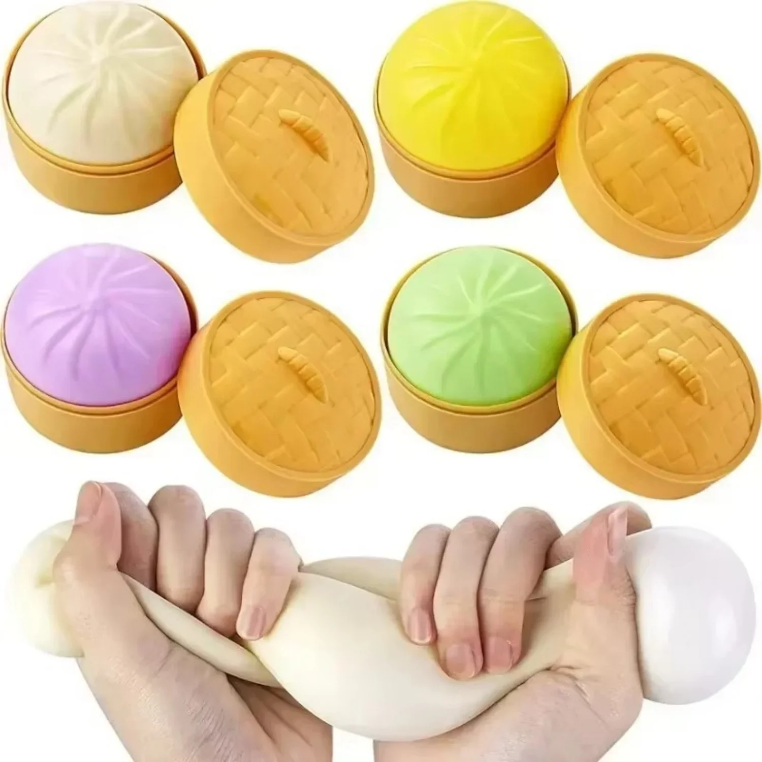 Bolas antiestrés coloridas para bolas de masa, juguete sensorial para apretar, pelota para aliviar el estrés, juguete de mano, bollo con vaporizador de alimentos, escritorio elástico