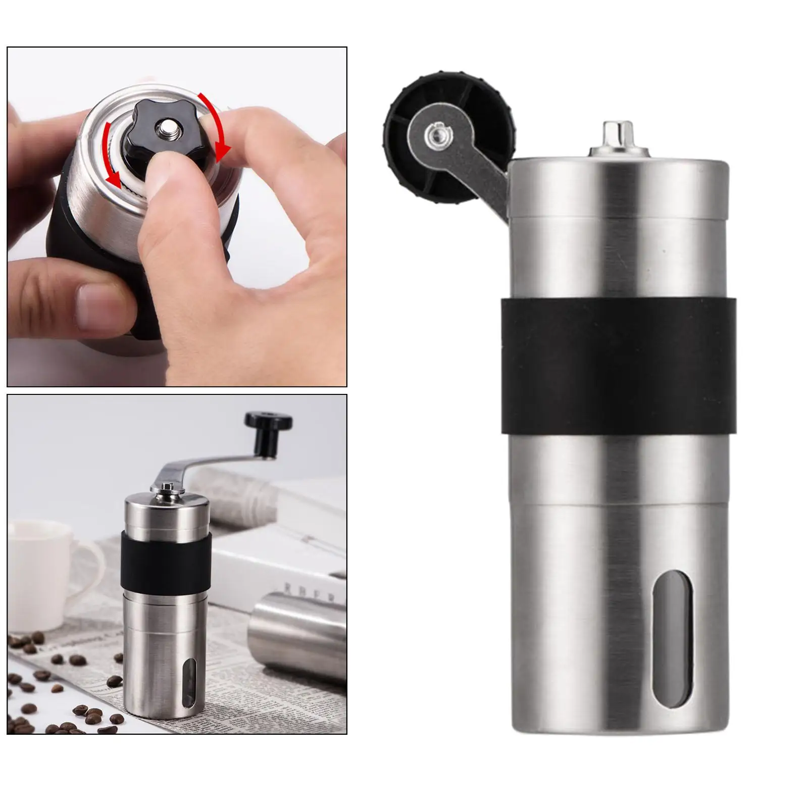 Manual Coffee Grinder Stainless Steel Mini Mill Compact for Travel Cafe